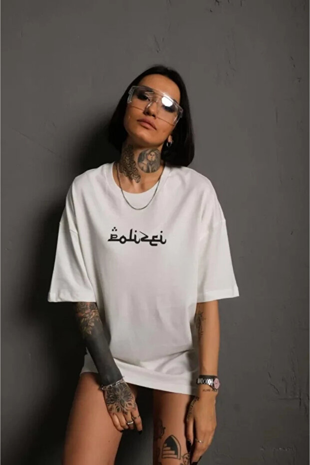 Crew Neck Back Printed Oversize Tshirt - 2