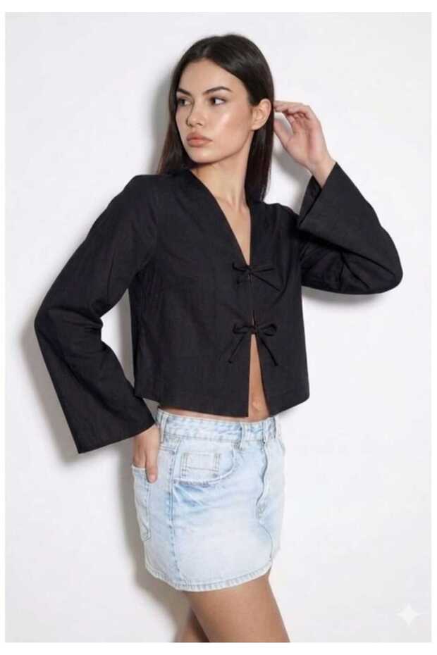 Lace-Up Kimono Shirt with Tie Front Modern Stylish New Season Kimono