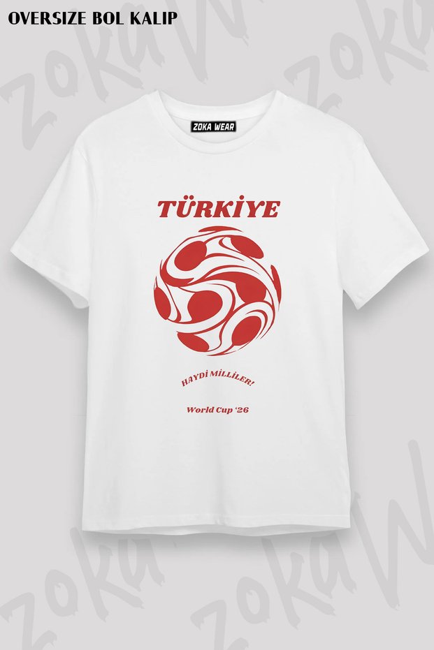 Unisex Loose Fit Turkey World Cup 26 World Cup Printed T-Shirt V8