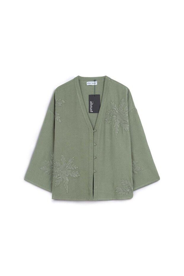 Embroidered Buttoned Kimono Çağla