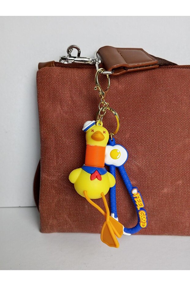 Duck Figured Silicone Keychain Bag Charm with Extended Neck