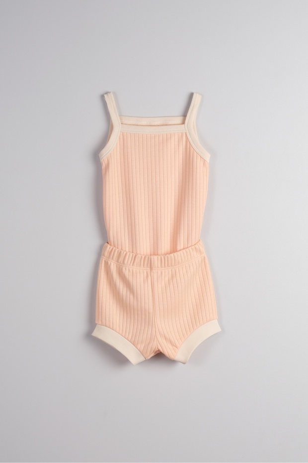 Baby and Child Strap Bodysuit & Shorts Set 100% Cotton (Salmon)