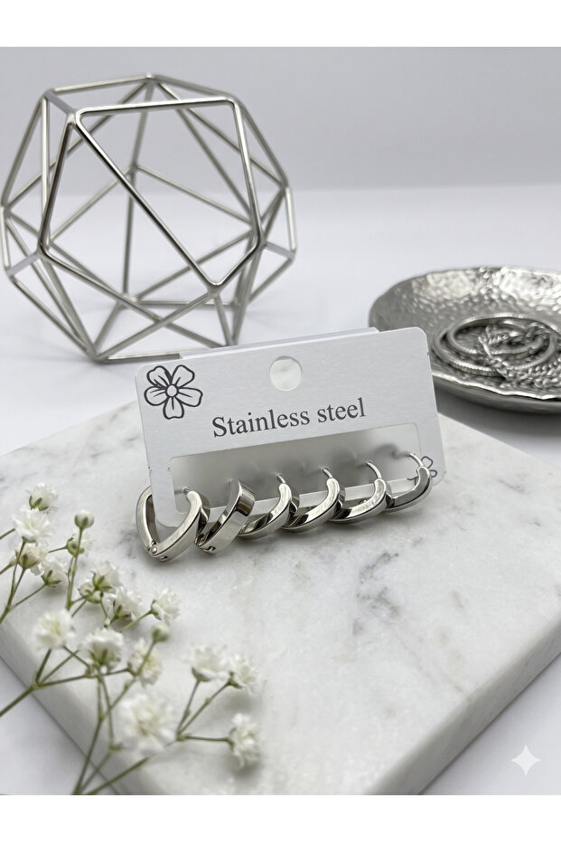 26clk119 - silver hoop earring set
