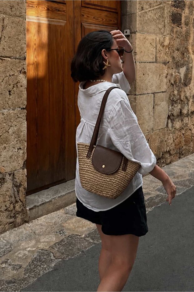 Camila Shawl Detailed Mini Straw Bag