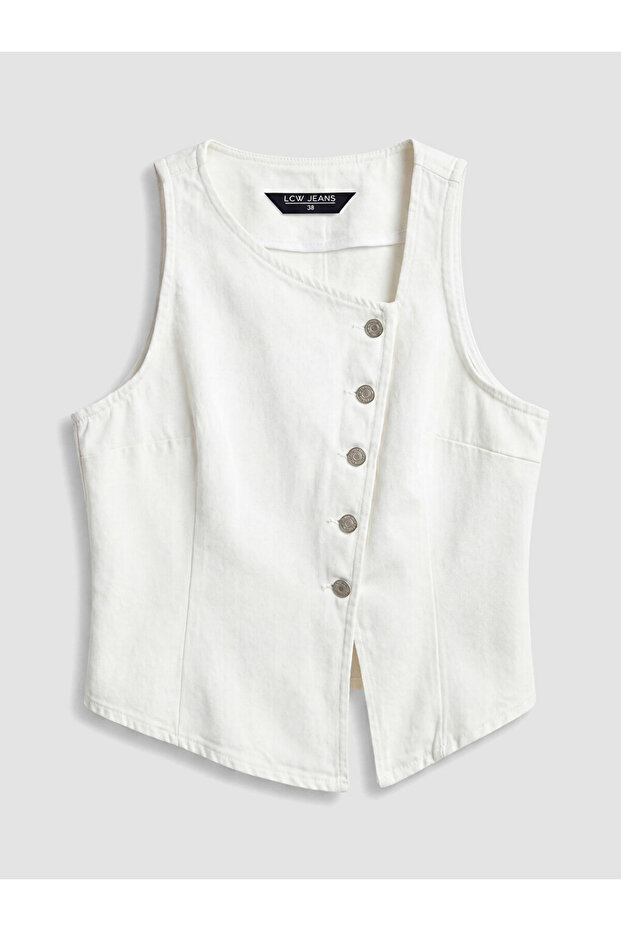 I Asymmetric Roba Collar Women's Jean Vest from Freezen Store