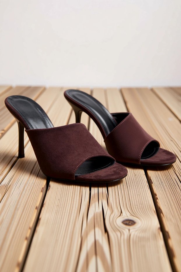 Women's Thin Heeled Suede Slippers Square Toe High Heel Comfortable Elegant Seasonal Shoes