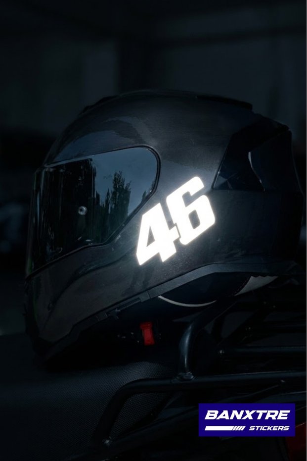Reflective 46 Racing Style Logo Sticker Decal for Motor-Car-Helmet (1 Piece)