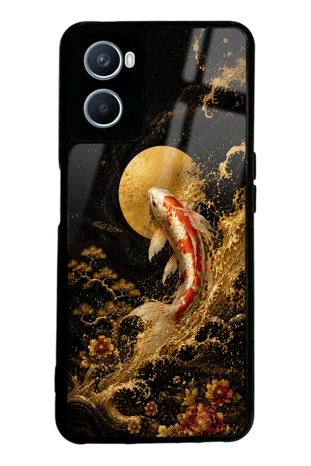 Oppo A96 Golden Koi Elegance Design Glossy Phone Case