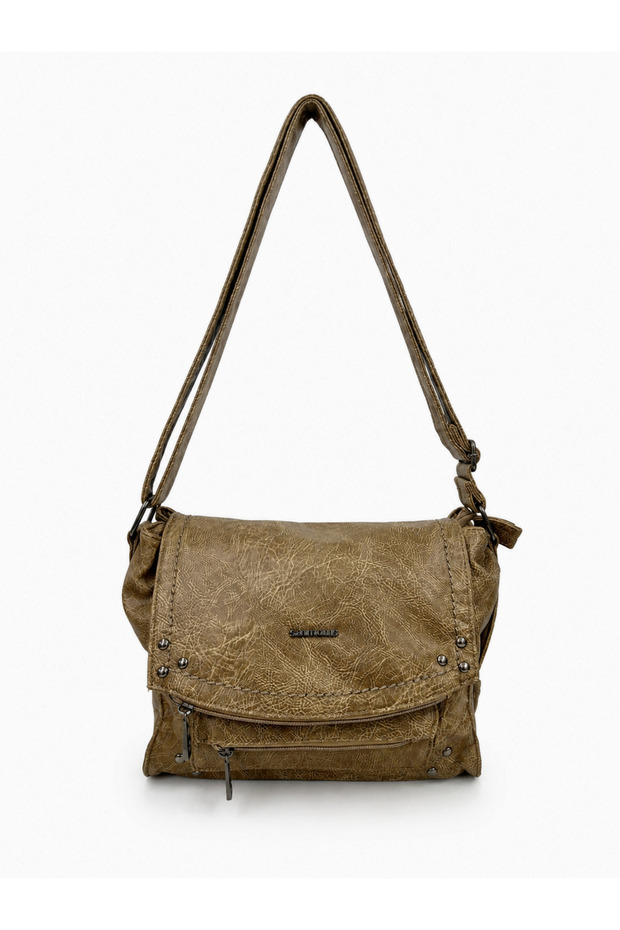 Women's Multi-Pocket Faux Leather Shoulder Bag with Flap Si-07