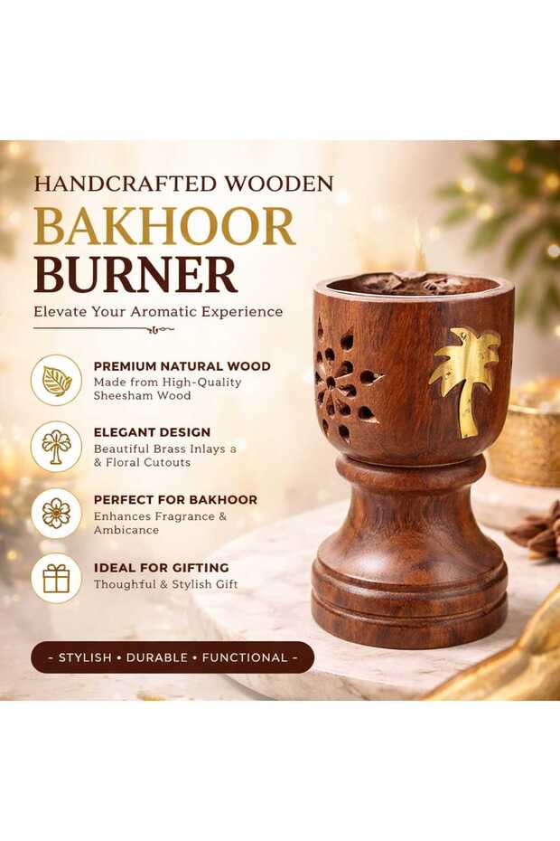 Handcrafted Wooden Bakhoor Burner Premium Natural Wood Incense