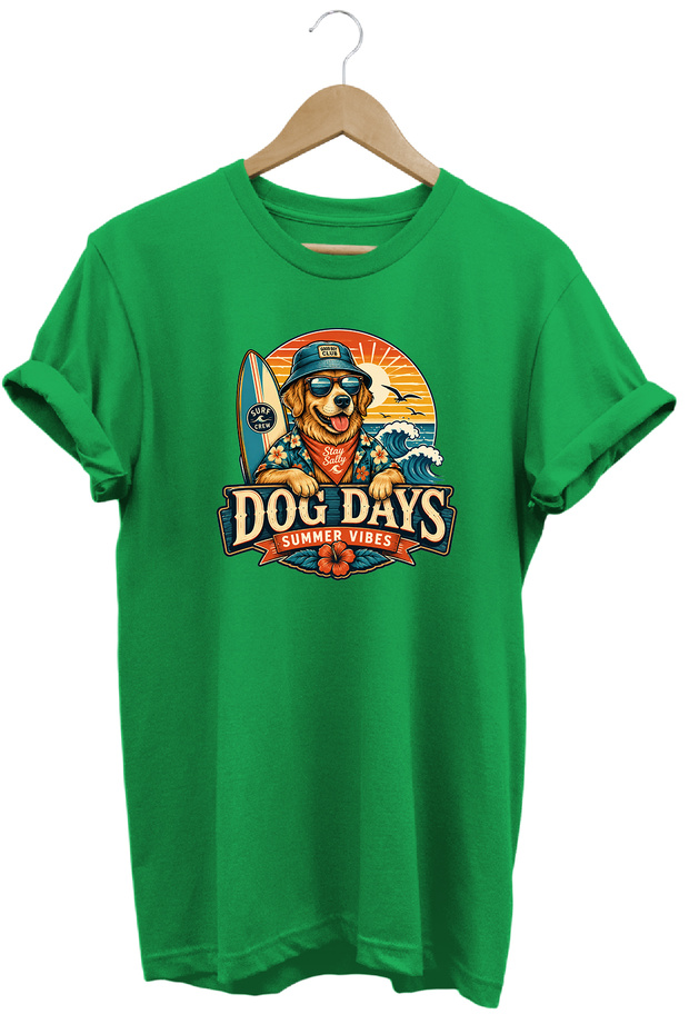 Dog Days Summer Vibes Unisex Dog Printed Summer Themed Regular Fit Crew Neck T-Shirt