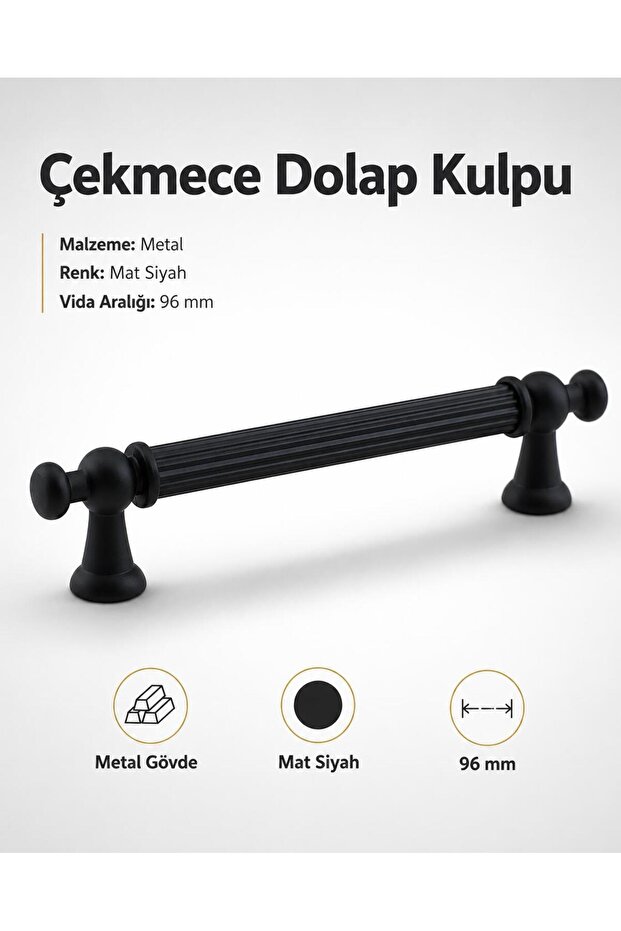 Matte Black Metal (96 mm - 9.6 cm) Furniture Kitchen Drawer Cupboard Cabinet Handle Handle Handles