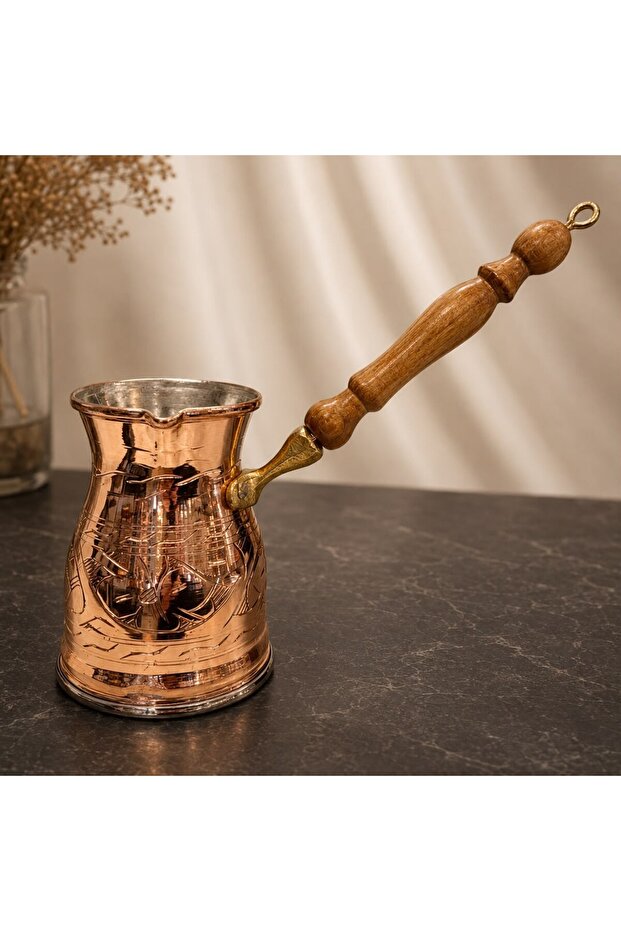 Hand-Carved Copper Coffee Pot – 540 ml | 6-Person Traditional Turkish Coffee Enjoyment