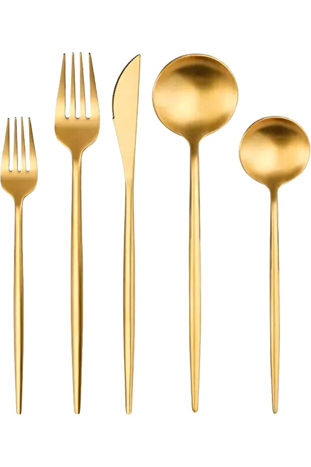 Matte Gold Cutlery Set, Service for 4, Stainless Steel Flatware Silverware Set, Kitchen Utensil Set Include Spoons, Forks and knives Set, Satin Polished Finished