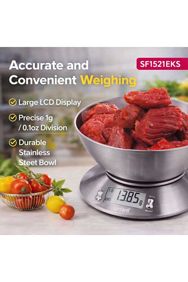 Digital Kitchen Scale 5kg with Bowl LCD Display SF1521EKS