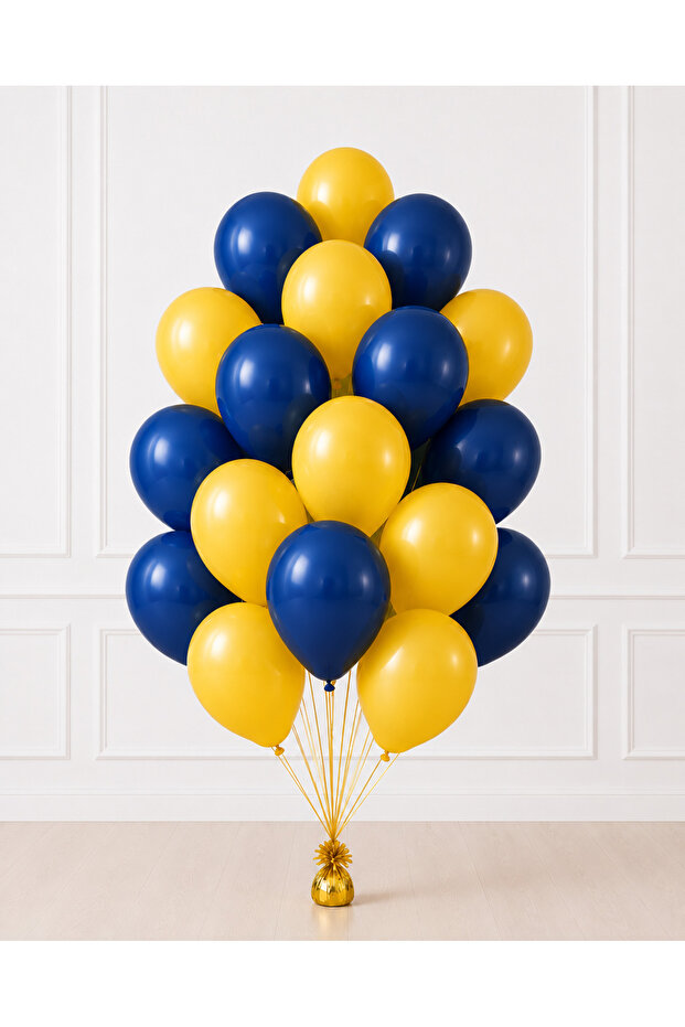 Yellow Navy Blue Themed Balloon Bundle 20 Pieces