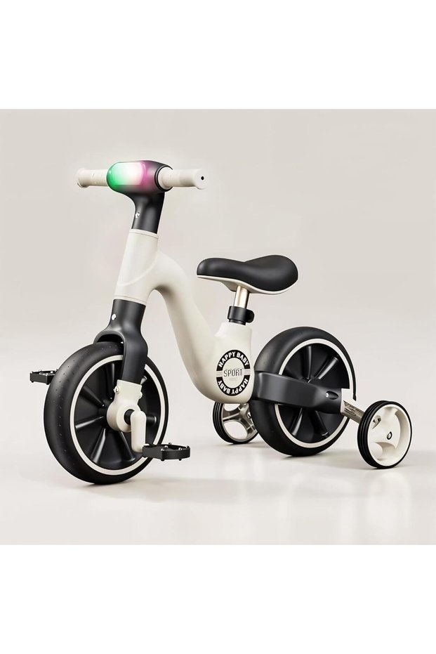 3-in-1 Convertible Kids Smart Tricycle Bicycle Balance Bike for Toddlers with Light, Music and Foldable Training Wheels