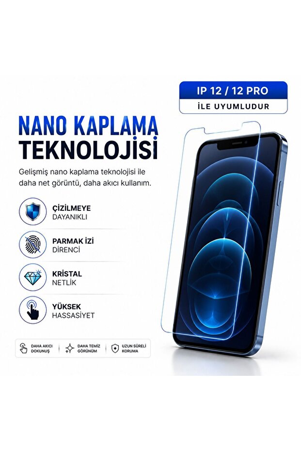 واقي شاشة زجاجي نانو متوافق مع iPhone 12/12 Pro | مقاومة للخدوش 9H+ | لمسة عالية الجودة
