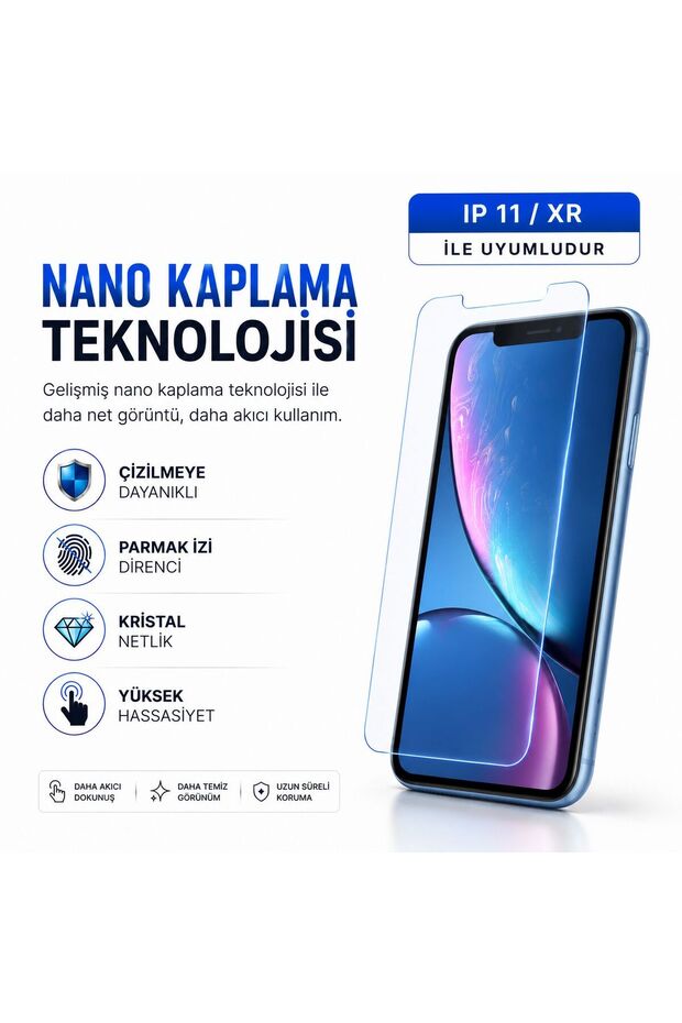 واقي شاشة زجاجي نانو متوافق مع iPhone 11/XR | مقاومة للخدوش 9H+ | شاشة لمس عالية الجودة