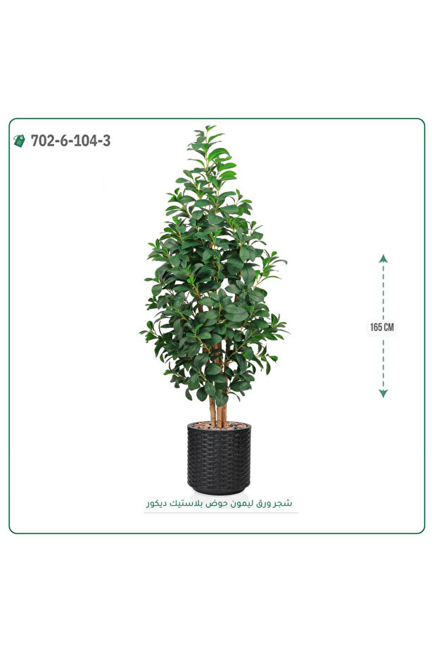 شجرة ورق ليمون صناعية حوض بلاستك { ارتفاع 165 سم }