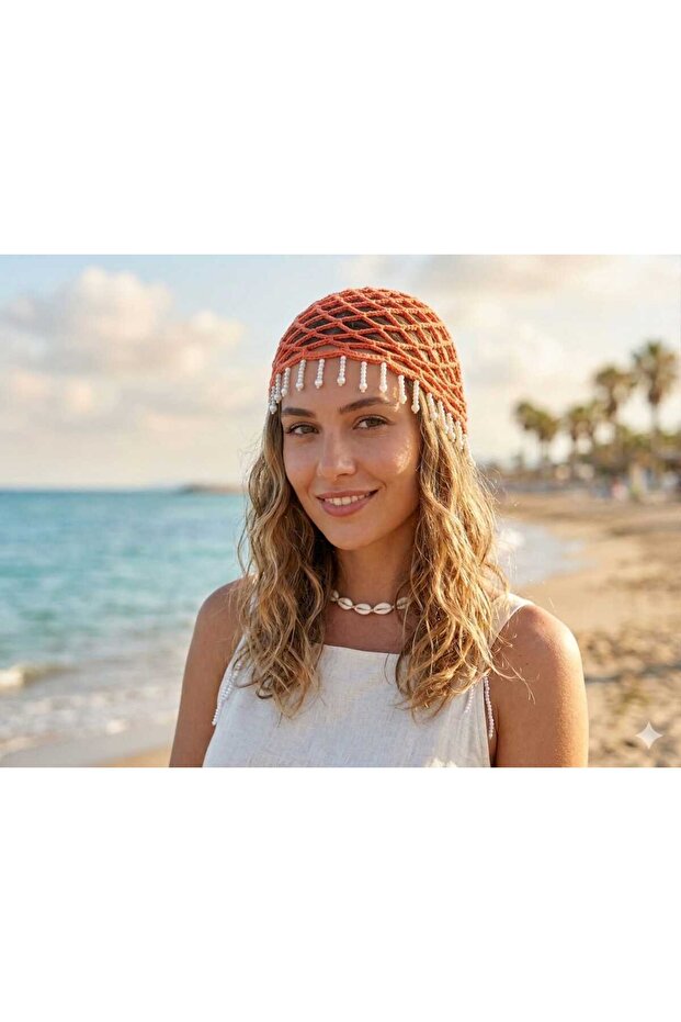 Handmade Mesh Knitted Summer Beret – Hair Accessory, Beach Hat