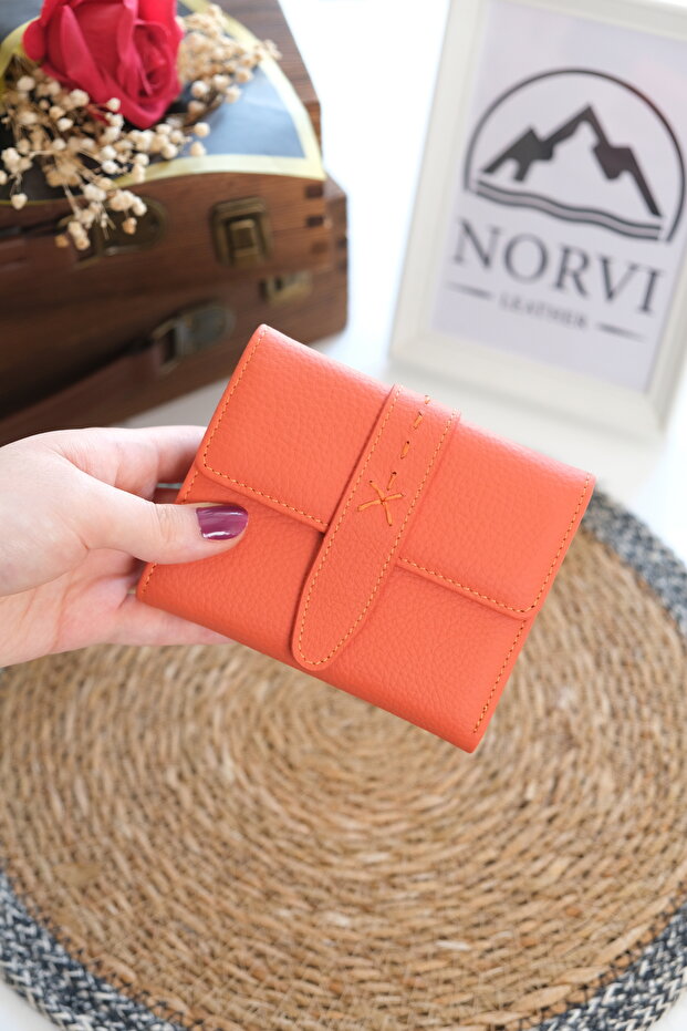 Star Stitched Genuine Leather Women's Wallet 1372