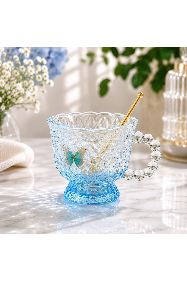 Cup with Butterfly Pattern for Coffee and Tea