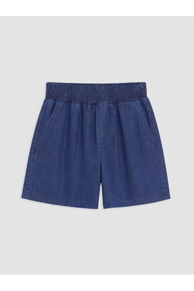 Lcw Petite Blue Women's Jean Shorts with Elastic Waist