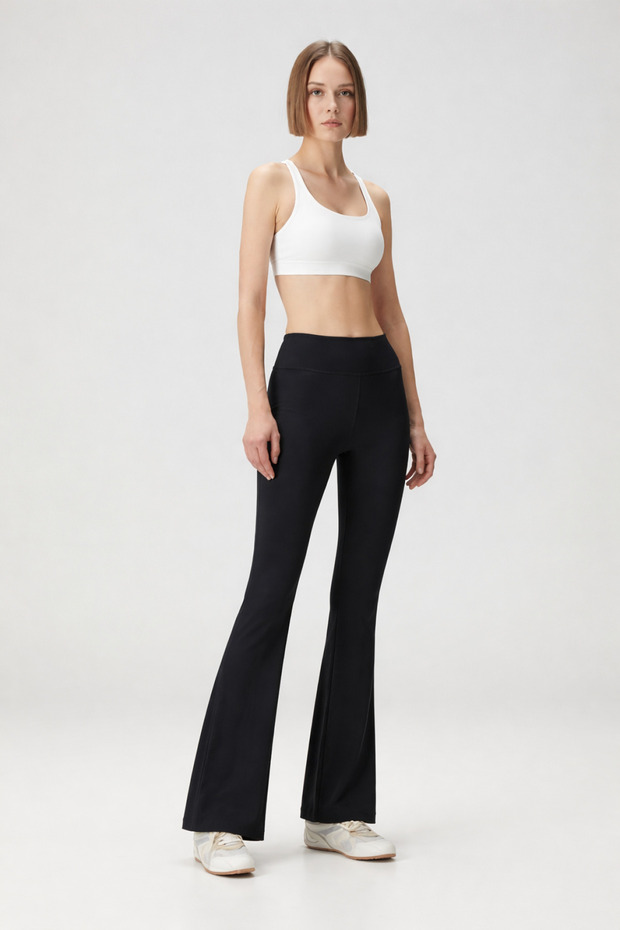 Basic Black Spanish Leg Flare Stretchy Tights