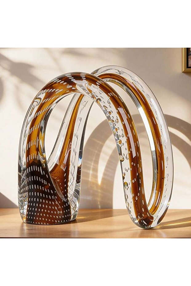 Forge Glass Bend Curved Decor Sculpture 29x16.5x26.5cm - Brown