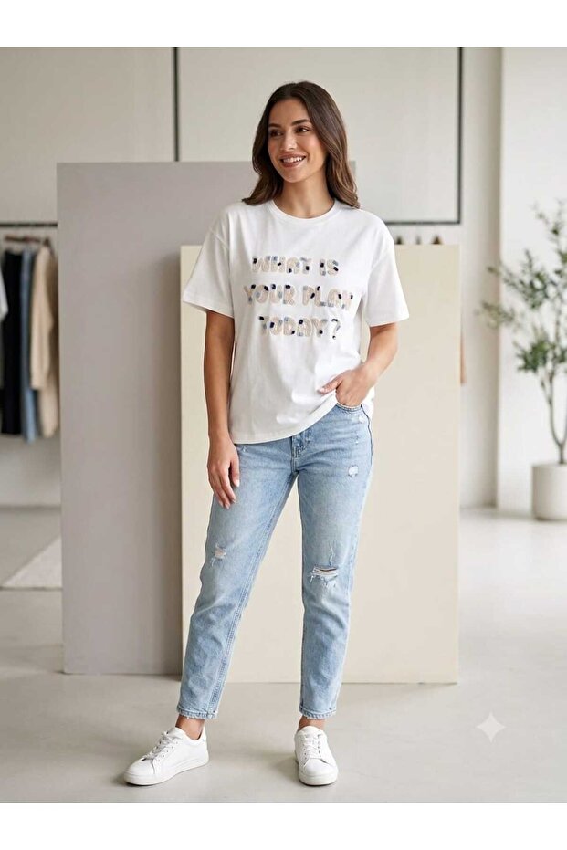 T-Shirt with Embroidery Detail