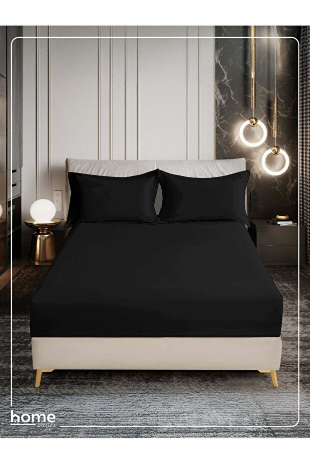 Bedding Fitted Sheet - Fits 180x200 Cm For King Bed - 3 Pcs (1 Fitted Sheet and 2 Pillowcases) - 35 Cm Deep Pocket - Solid Bed Sheet
