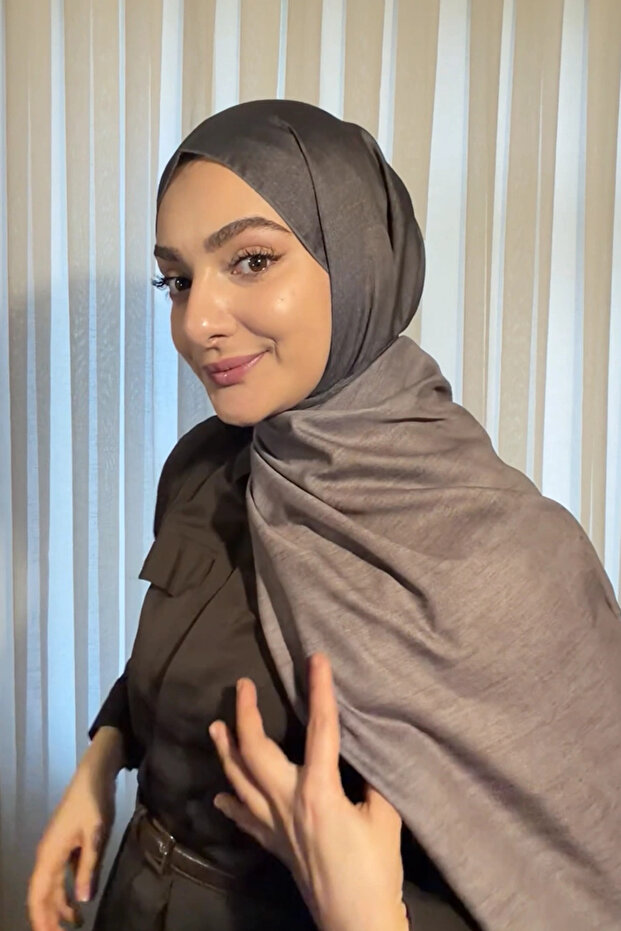 شال فاخر ذو وجهين بنمط منقوش - بني