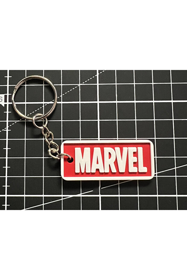 Film Logo Keychain - Red and White Minimal Design