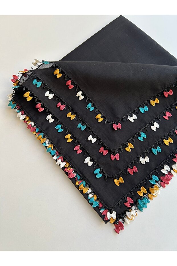 Black Handcrafted Needlework Embroidery/Needlework/Needlework Yemeni/Handcrafted Cheesecloth/Hand Knitted