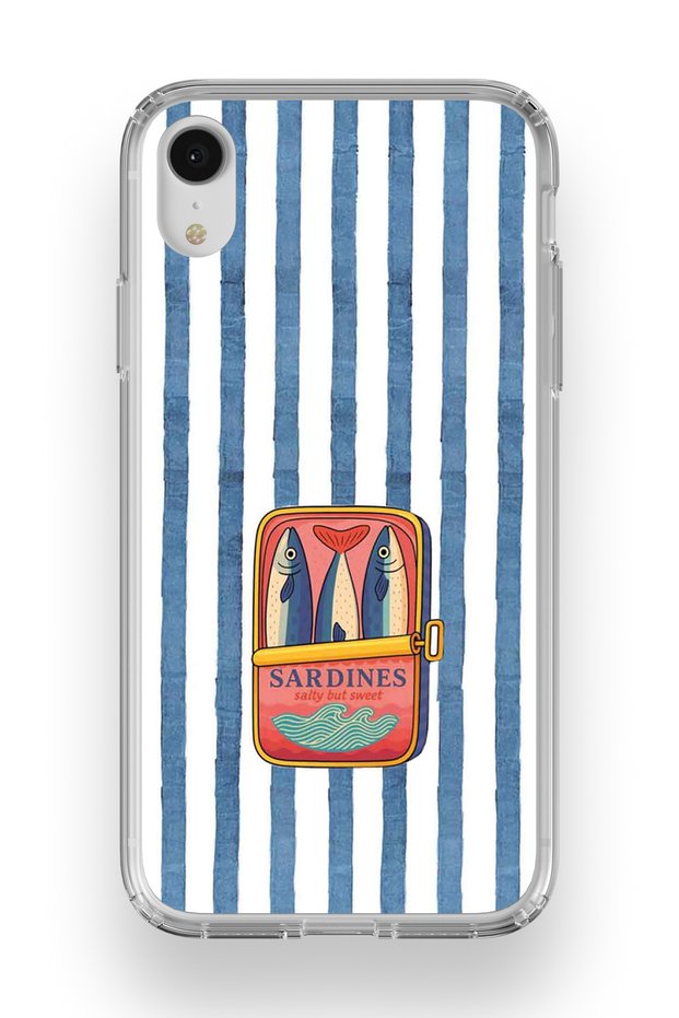 iPhone Xr Compatible Sardine Box Patterned Transparent Phone Case