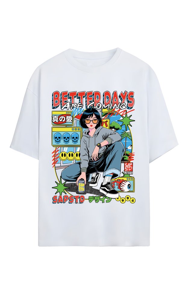 Better Days Printed Unisex 100% Cotton Oversize T-Shirt