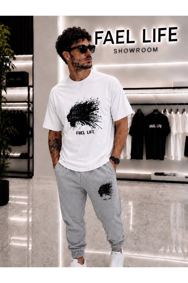 Unisex Wide-Let T-Shirt and Trackpants Tiger Printed Set