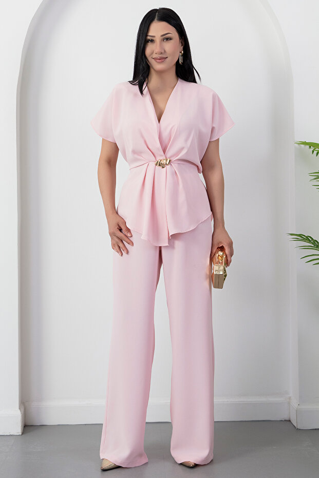 Double-Breasted Collar Buckle Trousers Double Suit Set Grs3983