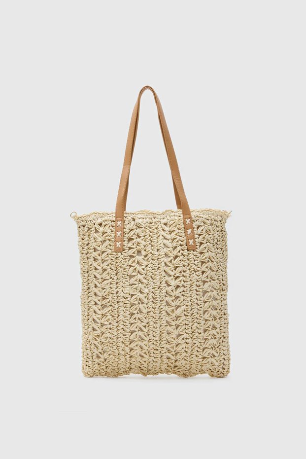 Piem Wicker Hand and Shoulder Bag Cream