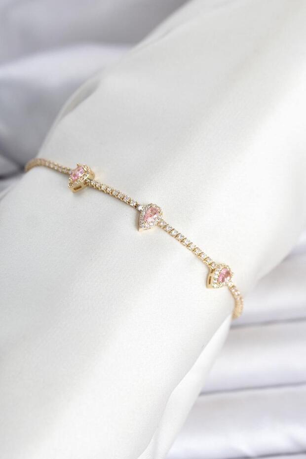 Pink Drop Stone Women's Bracelet 20 cm