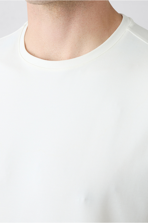 Regular Fit Crew Neck Lyocell Blend Basic T-Shirt - 3