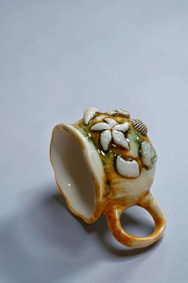 كوب سيراميك مصنوع يدويًا سعة 300 مل من ماركة SEA SHELL - هدية للقهوة والشاي الساخن والبارد