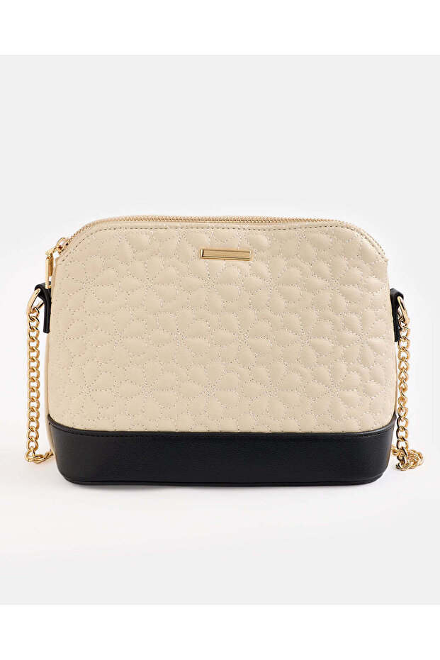 Women Beige Embellished Cross Body Bag
