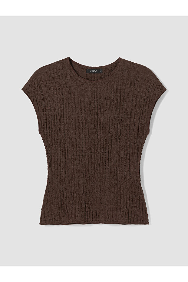Özmarka New Season Crew Neck Textured Blouse