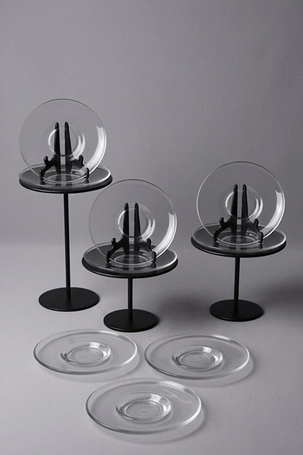 6-Piece Glass Tea Plate Set | Elegant and Stylish Presentation Design 12 X 12