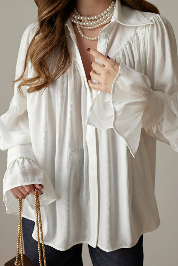 Oversized Shirt with Drawstring and Sleeve Detail