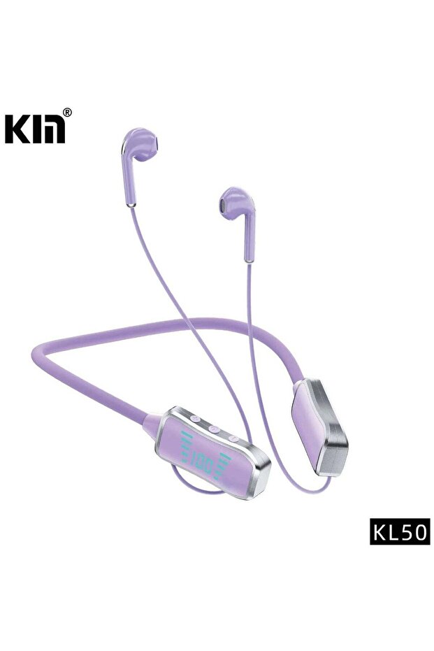 KL50 Bluetooth Neckband Earphones – 48H Playtime, LED Display, TF Card Slot, Multi-Functional Button