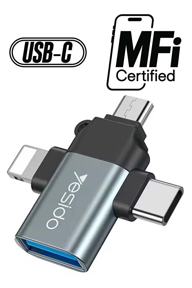 3-in-1 USB-C to Micro 8-Pin OTG Adapter Mobile Phone to USB 3.0 for IP for Computer Use