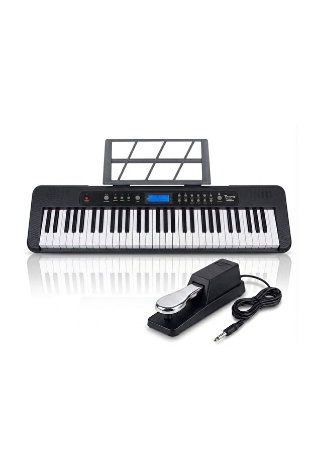 Aiersi A828 Touch Response 61 Keys Beginner Keyboard Built In Lesson Functional Electronic Keyboard With Sustain Pedal Model: A828 Black